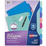 Avery Big Tab Write & Erase Dividers, 8-Tab, Pastel, 1 Set