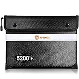 Upgraded 5200°F Fireproof Document Bag - Heat Insulated, Fireproof Bag with Zipper, Reflective Strip for Fast Find, Water Resistant, Firep roof Money Bags for Cash, A5 Important Documents and Valuable