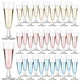 Plastic Champagne Flutes 40 Pack, 5.5 Oz Clear Disposable Plastic Champagne Glasses, Wine Glasses Cups for Wedding Celebration Birthday Party Valentines Wine Tasting New Years Eve Party Supplies