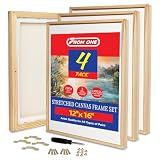 4 Pack 12 x 16 inch Floater Frame Canvas –Gallery Wrapped Canvas Set