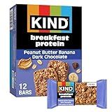 KIND Breakfast Protein Bars, Peanut Butter Banana Dark Chocolate, Gluten Free, Low Sodium, Healthy Snacks, 8g Protein, 6 Count (6 Packs of 2 Bars)