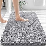 OLANLY Bathroom Rugs 30x20, Extra Soft Absorbent Chenille Bath Rugs, Rubber Backing Quick Dry, Machine Washable Bath Mats for Bathroom Floor, Tub and Shower, Home Decor Accessories, Grey