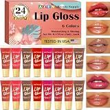 AZEN 24 Pack Lip Gloss Set, Color Lip Oil for Dry Cracked Lips Moisturizing Hydrating Nourishing with Vitamin E