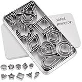 HIWRBDTI 30PCS Mini Cookie Cutters Shapes Set with Box for Kids, Small Stainless Steel Star Triangle Cookie Cutter Variety Pack, for Tiny Polymer Clay, Fruit