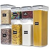 PANTRYSTAR Airtight Food Storage Containers with Lids, 7 PCS BPA Free Kitchen Canisters for Spaghetti, Pasta, Dry Food, Flour and Sugar, Plastic Canisters for Pantry Organization and Storage