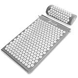 ProsourceFit Acupressure Mat and Pillow Set for Back/Neck Pain Relief and Muscle Relaxation, Grey