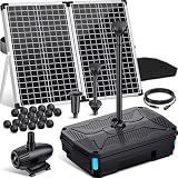 POPOSOAP 55W Solar Pond Filter with Fountain Pump, Solar Powered Water Pump with 580GPH Pond Filter for Outdoor Ponds with Filter Medias for Koi Ponds, Waterfalls, Garden Water Features