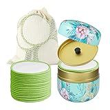 16 Pack Reusable Makeup Remover Pads - 100% Organic Cotton Rounds Washable & Eco-Friendly with Laundry Bag & Sturdy Storage Box for All Skin Types, Adults & Kids