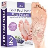 CÉLOR Foot Peeling Mask for Dry Cracked Feet | Foot Mask to Exfoliate Rough, Cracked, Dry Feet, Calluses for Soft Baby Feet Results | Made with Aloe Vera Extract for Women & Men (2 Pairs) | Lavender