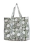 Quilted Cotton Hand printed Reversible Large multicolor cotton Tote Bag,Indian Handmade Block Printed Tote Bag Women Handbag (Green-TOTE BAG)