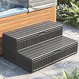 ROMIVO Hot Tub Steps with Storage Extra Wide, 2-Step Spa Stairs - Non-Slip Heavy Duty 500 lbs, Easy Assembly, Slip-Resistant, Universal for Hot Tub, RV, Camper, Pool Deck & Bath - Fits Any Size, Black