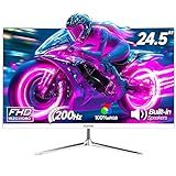 Gawfolk Gaming Monitor 24.5 Inch 200Hz Built-in Speakers, 180hz PC Monitor FHD 1080P Frameless Computer Monitors, VA,sRGB 100%, DisplayPort, HDMI, Eye Care, Wall Mount Compatible (White)
