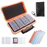 Micscrew 36 Slots Memory Card Case Orange with 36 Transparent Holders & 40 Writable Labels, SD Card Storage Case & Organizer for Camera Memory Cards