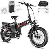 Wallke H9 ULTRA Portable Power Station Electric Bike, 4000W 40MPH Fast Ebike for Adults, 2-in-1 E-Bike Battery +Solar Generator 48V 55Ah Long Range, Torque Sensor, 20" Fat Tire All Terrain Bicycle, UL