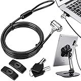 AboveTEK Laptop Lock, Tablet Lock Security Cable, 2 Keys Sturdy Steel iPad Locking Kit w/Adhesive Anchors, Anti Theft Hardware Protection for iPhone Mobile Notebook Computer Monitor MacBook Laptop