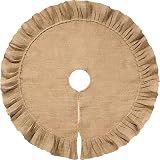 Tatuo 31 Inch Christmas Tree Skirt Decor, Ruffled Burlap Tree Skirt, Linen