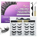 Royaomis 10 Pairs Magnetic Eyelashes with Eyeliner, Magnetic Lashes Natural Looking, Magnetic Eyelash Kit,Latest Six Magnets, With 3D 5D Reusable False Lashes, Easy to Wear, No Glue Needed