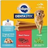Pedigree Dentastix Large Dog Treats, Original, Beef & Fresh, 2.73 lb. Variety Pack (51 Treats Total)
