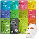 Celavi Korean Face Mask Sheet Set, Facial Spa Masks for Women, 12 Pack