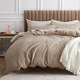Bedsure Cotton Duvet Cover Queen - 100% Cotton Waffle Weave Khaki Duvet Cover Queen Size, GentleSoft™ and Breathable Tan Bedding Set for All Season, 3 Pieces, 90"x90"
