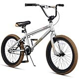 vollsch Freestyle BMX Bikes 18 Inch Kids Bicycle for 6-12 Years Old Teens, Boys, Girls, Beginner-Lever Riders, Titanium Silver