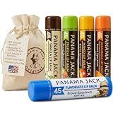 Panama Jack Sunscreen Lip Balm - SPF 45, Flavor Pack, Broad Spectrum UVA-UVB Sunscreen Protection, Prevents & Soothes Dry, Chapped Lips (5 Pack)