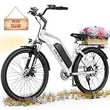 VARUN Electric Bike - 500W E Bike Up to 40Miles, 48V Removable Battery, Shock Absorber, 7-Speed and Dual Disc Brakes,Stylish 26" Cruiser Ebike Suitable for Commuting and Leisure