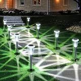 Eyrosa Solar Outdoor Lights, 10 Pack Waterproof Stainless Steel Solar Stake Lights for Pathway Garden Yard Path Walkway Driveway Lawn Patio Outside Decor, Cool White