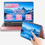 2 in 1 Laptop Touchscreen, 11 Inch Windows 11 Laptop, 360° Convertible Laptop with 16GB RAM 512GB SSD, FHD 1920x1200 IPS Display, Backlit Keyboard, N100, Type-C & WiFi, Lightweight (Rose Gold)