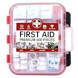 TLIEAO 400 Pieces All-Purpose First Aid Kit, Organized Dual-Layer Wall
