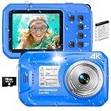 4K Underwater Camera, 64MP 16FT Compact Waterproof Camera with 16GB Card
