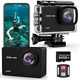 TIMNUT 4K60fps Action Camera - Waterproof Camera with 64G SD Card 48MP HD WiFi Camera with EIS 40M Underwater Camera Wide Angle Sports Camera with 2 * 1350 mAh Batteries Helmet Mount Accessories Kits