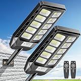 Deepn Solar Lights Outdoor, IP66 Waterproof Street Lights Outdoor, 6500K Dusk to Dawn Solar Security Flood Lights Motion Sensor with Remote Control for Yard, Entryway Garage, Porch 2 Pack