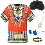 Gionforsy Hippie Costume Outfit for Men Women 60s 70s Costume Accessories