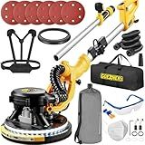 Drywall Sander, 950W 8.5A Electric Drywall Sander with Vacuum Dust Collector, 9 Variable Speed 800-2100RPM, 26FT Power Cord, Wall Sander for Popcorn Ceiling, Pole Sander for Drywall (Yellow)
