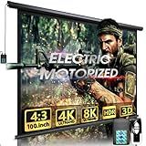 Motorized Projector Screen - Indoor and Outdoor Movies Screen Electric Projector Screen W/Remote Control (100 inch)