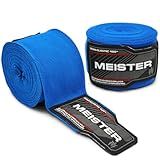Meister Adult 180" Semi-Elastic Hand Wraps for MMA & Boxing (Pair) - Blue