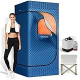 noerishia Portable Sauna for Home with 3L 1200W Steamer, Big Folding Chair, 99 Mins Timer, 9 Levels, Pernoanl Steam Sauna Tent Dual YKK Zippers for Home Spa Detoxification, 32' x32' x 71', Blue