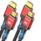 Highwings 8K HDMI 2.1 Cable 2-Pack 6.6FT/2M, 48Gbps Ultra High Speed-Red
