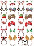 HOVACY 24 Pcs Christmas Headband, Christmas Headbands for Women, Cute Christmas Party Favors for Xmas Decorations Accessories
