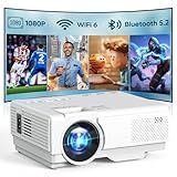 Projector with WiFi and Bluetooth, Upgrade Outdoor Projector, Mini Movie Projector Supports 1080P Synchronize Smartphone Screen by WiFi/USB Cable for Home Entertainment (WiFi)