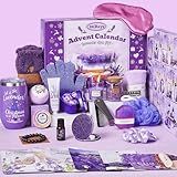 Advent Calendar 2025 Adult Women -24 Days of Christmas Advent Calendar for Mom, Wife, Girlfriend, Sister, Her - Lavender Spa Gifts Basket Set Includes Coffee Mugs, Scented Candle, Bath Salt, Soap