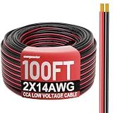Energeaster 14 Gauge Wire 100FT, 2 Conductors Electrical Wire Red Black Cable, Low Voltage 14 AWG Copper Clad Aluminum Extension Cord for Speaker Wire, LED, Automotive 12V/24V DC
