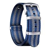 BINLUN Nylon Watch Band 18mm,20mm,22mm,24mm Rugged Military Replacement Watch Straps Silver&Black Stainless Buckle Heavy-Duty Wristband For Traditional Men Women Watches