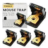 PAMAX Mouse Trap Humane & Powerful Mouse Traps, Reusable Indoor Quick Kill Mice Trap for Home, Safe and Effective Mousetrap Catcher Large 4-Pack