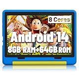 Jeazans Kids Tablet｜Upgraded Android 14 Tablet 10 inch for Kids with Protective Case｜Octa-Core｜64GB｜1TB TF Card Expandable｜Dual Camera｜Parental Control｜Great Gift for Toddler(Blue)