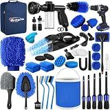 Qydipclin 45Pcs Car Detailing Kit, Car Detailing Brush Set, Car Wash Cleaning Kit, Car Detailing Brushes, Professional Car Care Kit for Interior Exterior Wheels, Blue