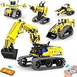 LECPOP 5 in 1 Building Toys STEM Robotics Kit, 430 PCS Blocks RC Robot Erector Sets, APP & Remote Control Excavator Science Kits for Kids Age 6 7 8 9 10 11 12-14, DIY Educational Gift for Boys & Girls