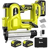 SILVEL 2" Cordless Brad Nailer, 2-in-1 21V Electric Brad Nailer with 2 * 2.0Ah Battery, 1000pcs Nails, 18GA Staples, Adjustable Depth for Woodworking, Home Improvement, green