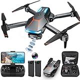 Drone with Camera, 1080P FPV Foldable Drone with Stable Altitude Hold, Gravity Control, Trajectory Flight, 90° Adjustable Lens, One Key Take Off, 2 Batteries, Drones for Adults Beginner
